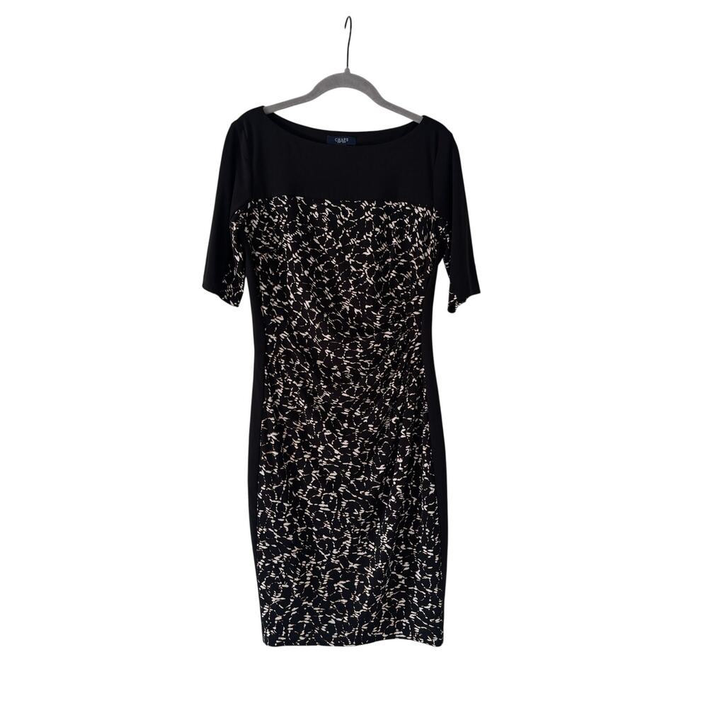 Chaps Women Dress Medium Black Sheath Career Stretch Knee Length Office Midi - Picture 2 of 10